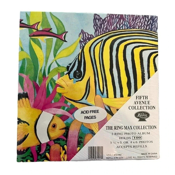 Vintage Tropical Fish 2-Ring Binder Style 4"x6" 100 Photo Album Set Of 2 LaVie - Picture 3 of 5